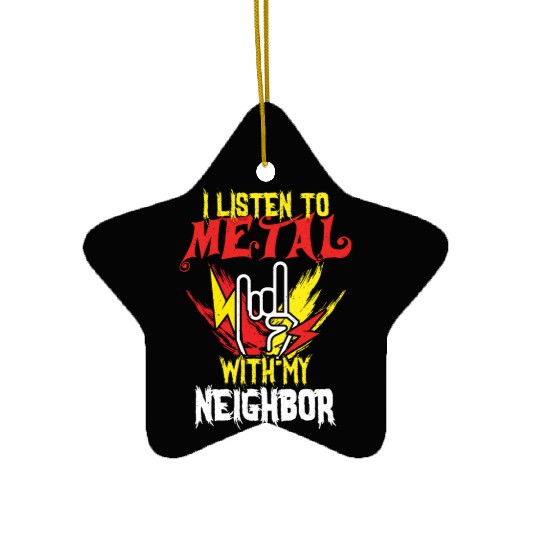 Metal With Neighbor Metal Kid Music Lover Rocker Ceramic Ornaments