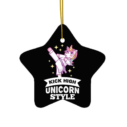 Unicorn girl martial arts training Ceramic Ornaments