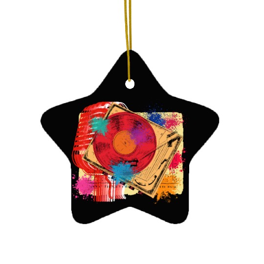 Vintage Vinyl Microphone Turntable DJ 80s 90s Musi Ceramic Ornaments