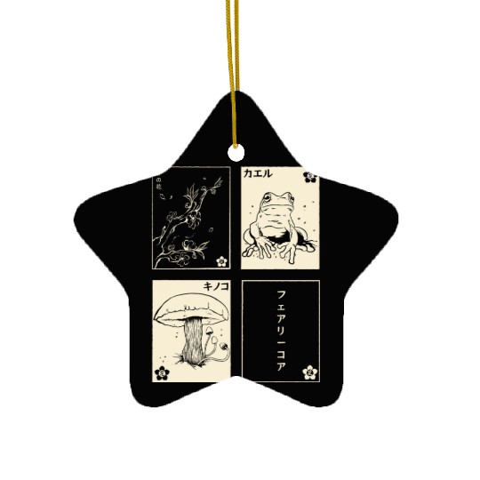 Cottagecore Tarot Cards Fungi Frog Goblincore Ceramic Ornaments