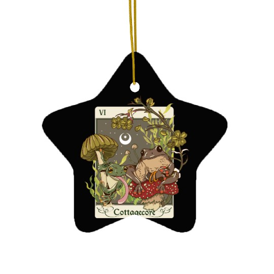 Swamp Mushroom Frog Cottagecore Tarot Card Aesthet Ceramic Ornaments