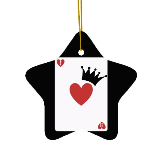 love you on playing card Ceramic Ornaments
