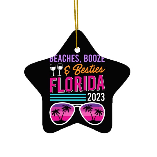 Beach Booze Besties Florida Vacation Spring Break Ceramic Ornaments