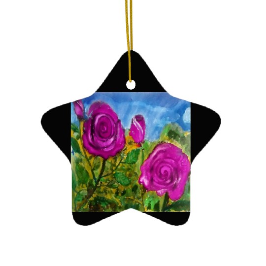 Hand Painted Roses Ceramic Ornaments Ceramic Ornaments Mugs Tote Bags