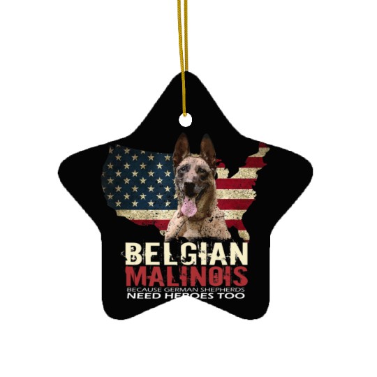Doggie USA Dog Owner USA Lover Belgian Malinois Ceramic Ornaments