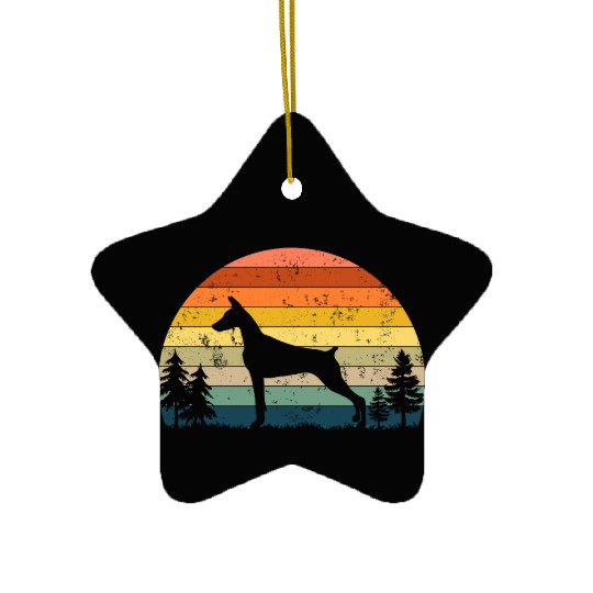 Vintage Retro Sunset Dog Owner Ceramic Ornaments