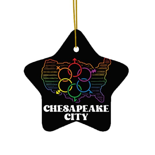 Chesapeake City Pride Flag Pride Month LGBTQ Flag Ceramic Ornaments