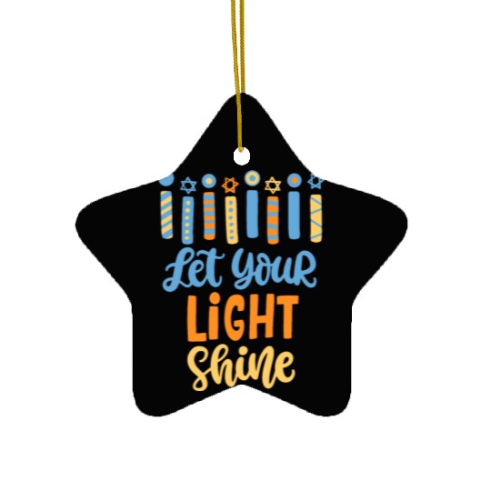 Funny Hanukkah Let Your Light Shine Menorah Adults Ceramic Ornaments