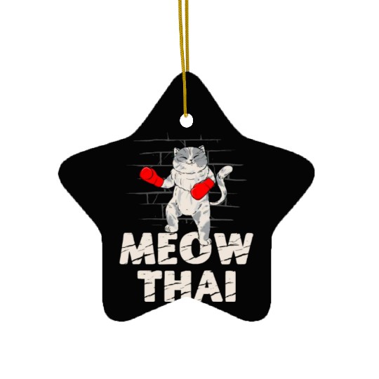 Meow Thai Cat Lover Muay Thai Kitty Martial Arts Ceramic Ornaments
