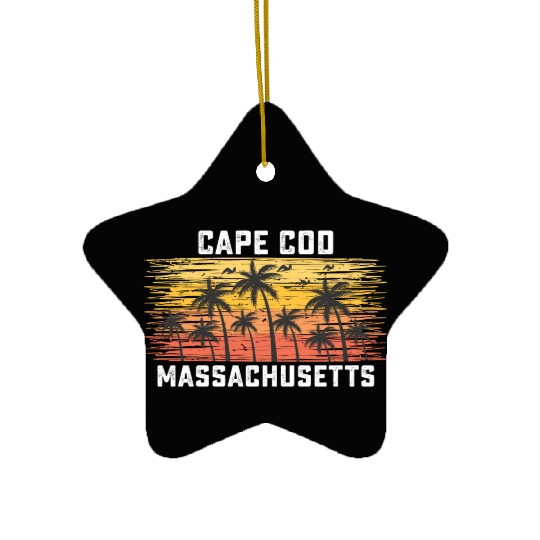 Cape Cod Massachusetts Summer Retro VIntage Ceramic Ornaments