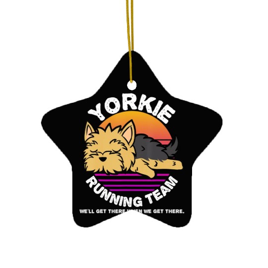 Funny Yorkie Running Team Ceramic Ornaments Kids Men Women Gif