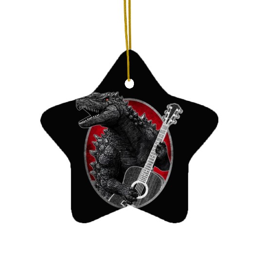 Kaiju playing guitar Ceramic Ornaments