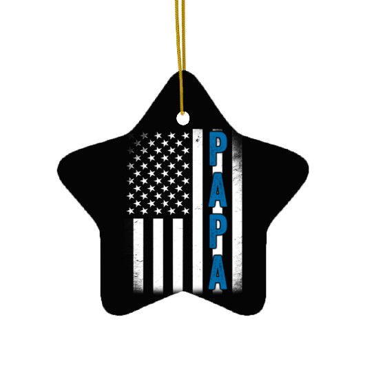 Fathers Day PAPA American Flag Ceramic Ornaments