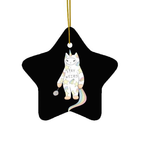 Stay Weird With Love From Unicorn Cat Ceramic Ornaments