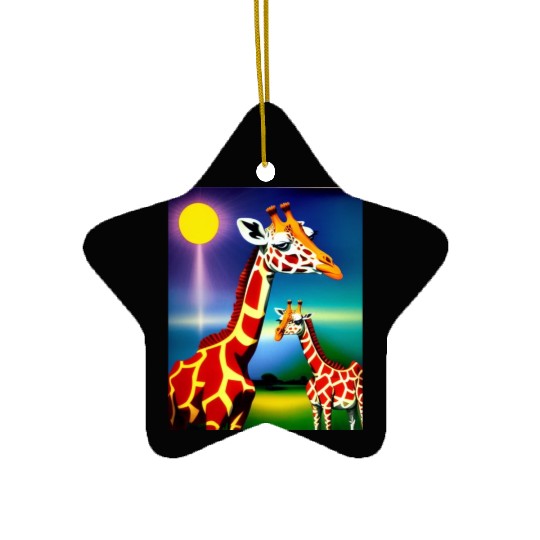 Giraffe in the spectrum of light Ceramic Ornaments