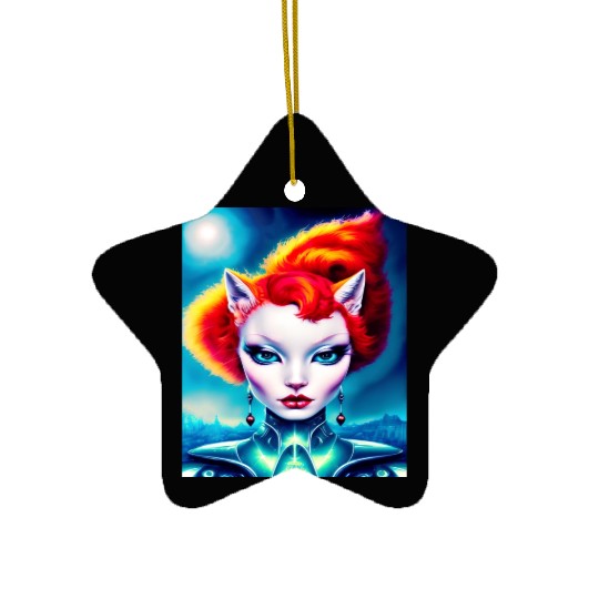 "Alien Cat Woman" Ceramic Ornaments