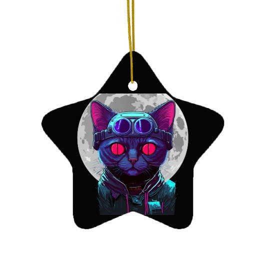 SPACE CAT 1 Ceramic Ornaments