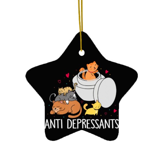 Funny Anti Depressants Cat Lover Sobriety Drug Fre Ceramic Ornaments
