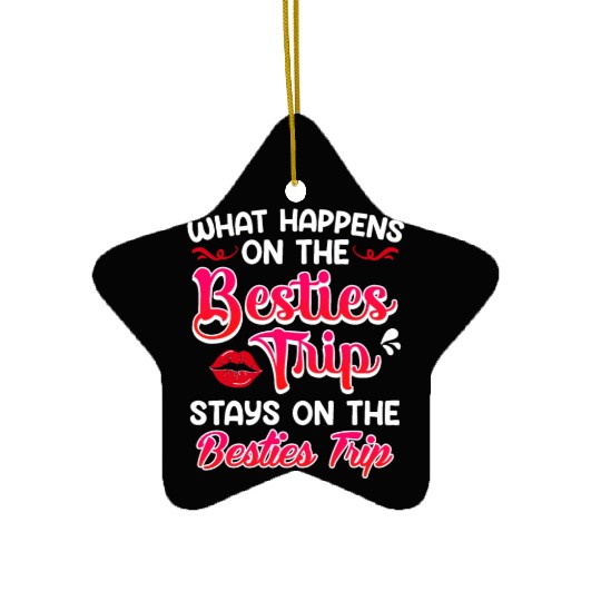 Besties Trip Friends Summer Vacation Spring Break Ceramic Ornaments