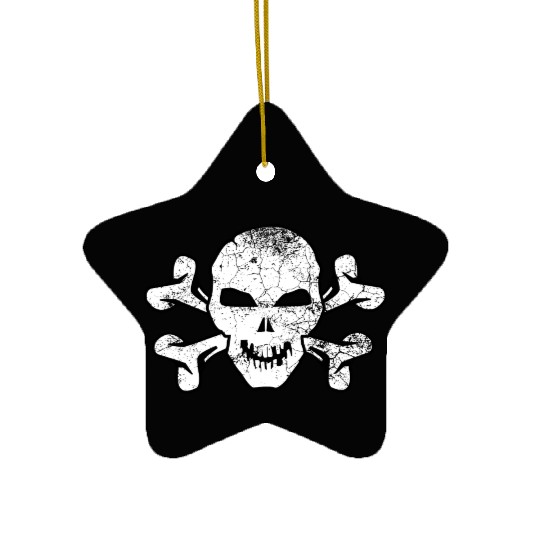 Cracked Skull And Crossbones Ceramic Ornaments