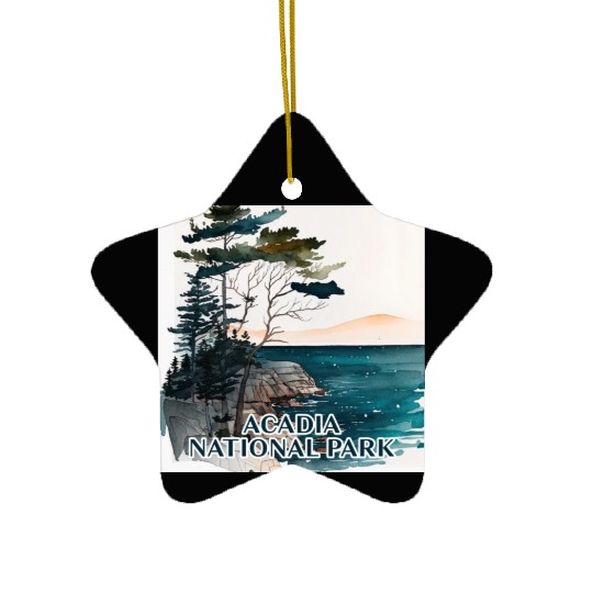 Acadia National Park Watercolor Ceramic Ornaments