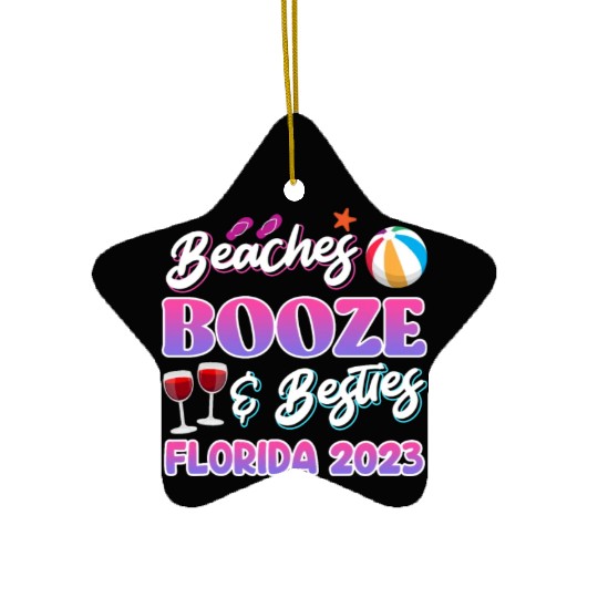 Beach Booze Besties Florida Vacation Spring Break Ceramic Ornaments