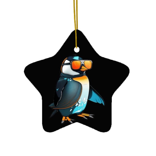 Cool Winter Penguin with sunglasses Ceramic Ornaments