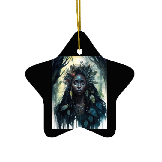 Black Nature Goddess - African American, Woodland Ceramic Ornaments