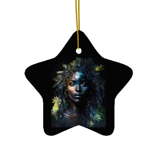 Black Nature Goddess - African American, Woodland Ceramic Ornaments