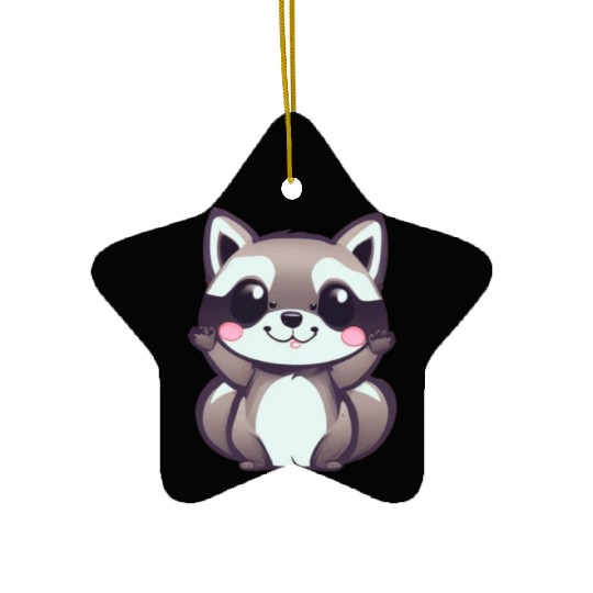 cute chibi raccoon Ceramic Ornaments