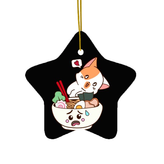 The Cat Love Ramen Ceramic Ornaments