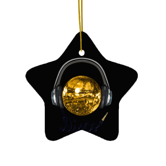 Gold Disco Ball Music Headphones Ceramic Ornaments