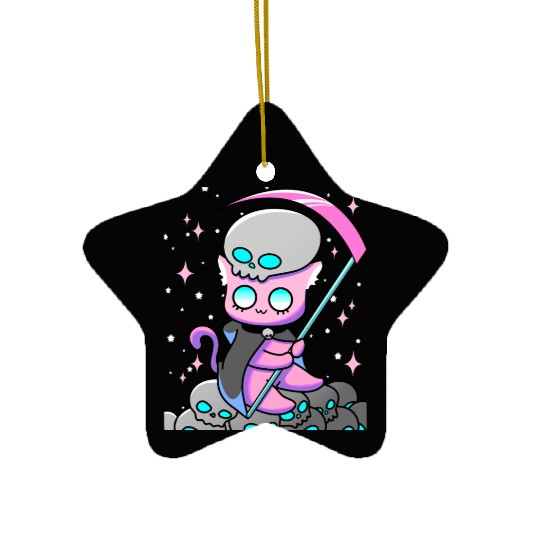 Kawaii Pastel Goth Anime Tarot Card Death Cute Wit Ceramic Ornaments
