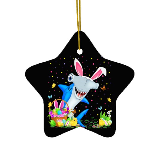 Shark Fish Easter Egg Hunting Hammerhead Shark Eas Ceramic Ornaments