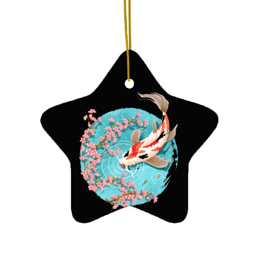 koi carp fish graphic koi fish lover Ceramic Ornaments