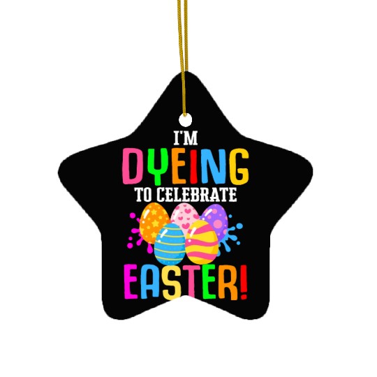 Easter Colorful Egg Dye Rabbit Egg Hunt Ceramic Ornaments