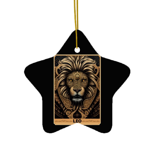 Leo Astrology Sign Lion Zodiac Tarot Card Occult W Ceramic Ornaments