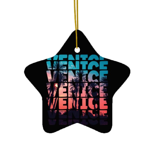 Venice Beach California Vacation Ocean Palm Tree Ceramic Ornaments