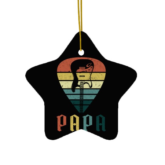 Retro Papa Bass Guitar Player Ceramic Ornaments