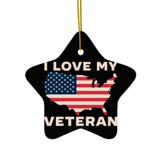 I Love My Veteran USA Flag American Memorial Day Ceramic Ornaments