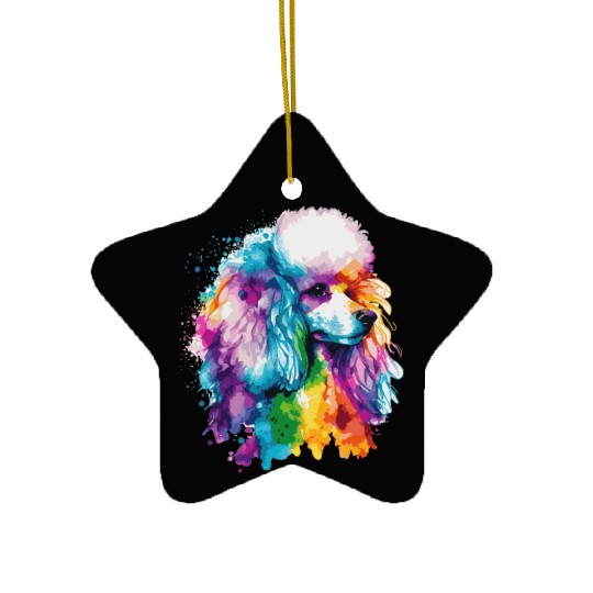 Watercolor Poodle Colorful Pet Poodles Dog Lover Ceramic Ornaments