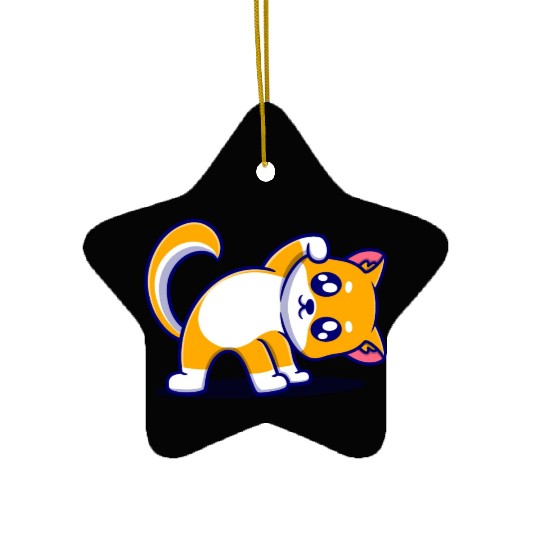 Cute dog cartoon icon illustration gift Ceramic Ornaments