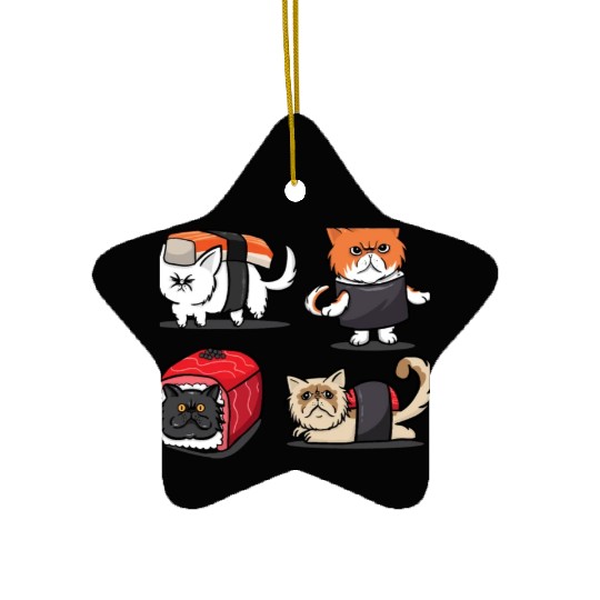 Sushi Persian Cat for Funny Cat Lover Ceramic Ornaments