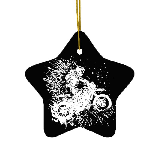 Motorcycle Tattoo Splash Racing Style Ceramic Ornaments