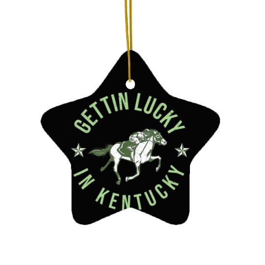 Funny Derby Vintage Getting Lucky In Kentucky Hor Ceramic Ornaments