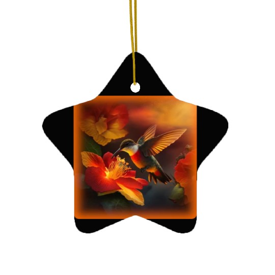 Hummingbird Hibiscus Flower Morning Sunrise Nature Ceramic Ornaments