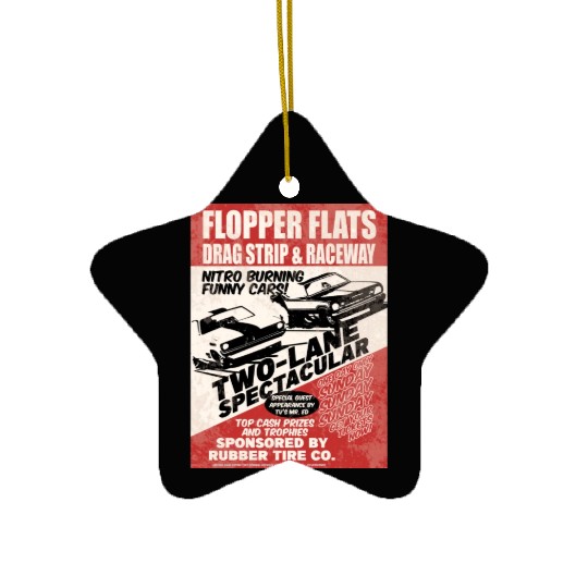 Vintage Hot Rod Classic Drag Racing Poster Ceramic Ornaments