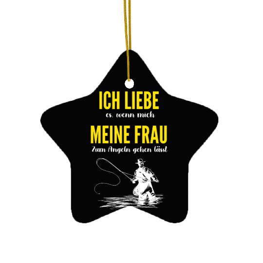 I love my wife angler fisherman Ceramic Ornaments