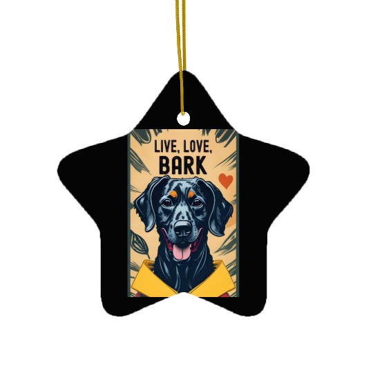 Live, Love, Bark Retro Style Ceramic Ornaments