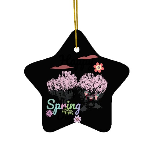 Seasons Greetings for Spring, Happy Spring Graphic Ceramic Ornaments